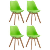 STUHL 4er Set Lederlook grün - Eukalyptusholzfarben/Grün, Holz/Textil (48/84/55cm) - CLP