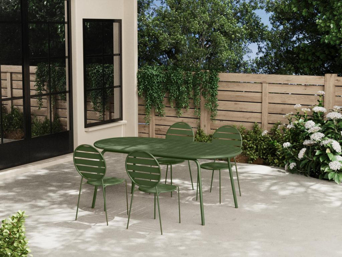 GARTENSTUHL stapelbar 4er-Set - Metall - Kaki - MONTEFARO von MYLIA - Grün, Metall (55.5/87.5/46.5cm) - Vente-Unique