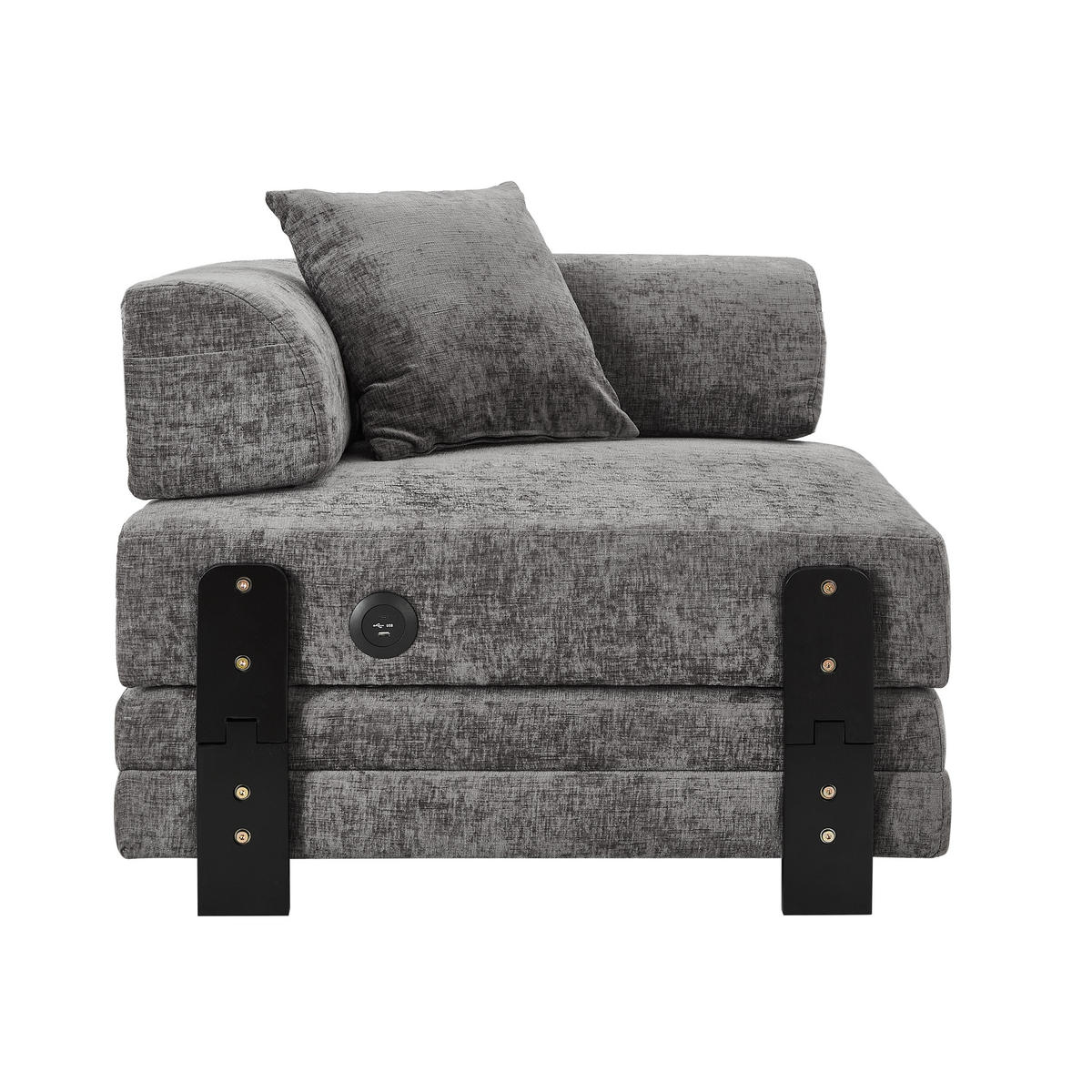 SCHLAFSOFA DE-35099 mit USB und Stauraum Dunkelgrau - Dunkelgrau, Textil (170.5/48/84cm) - ComfortXL