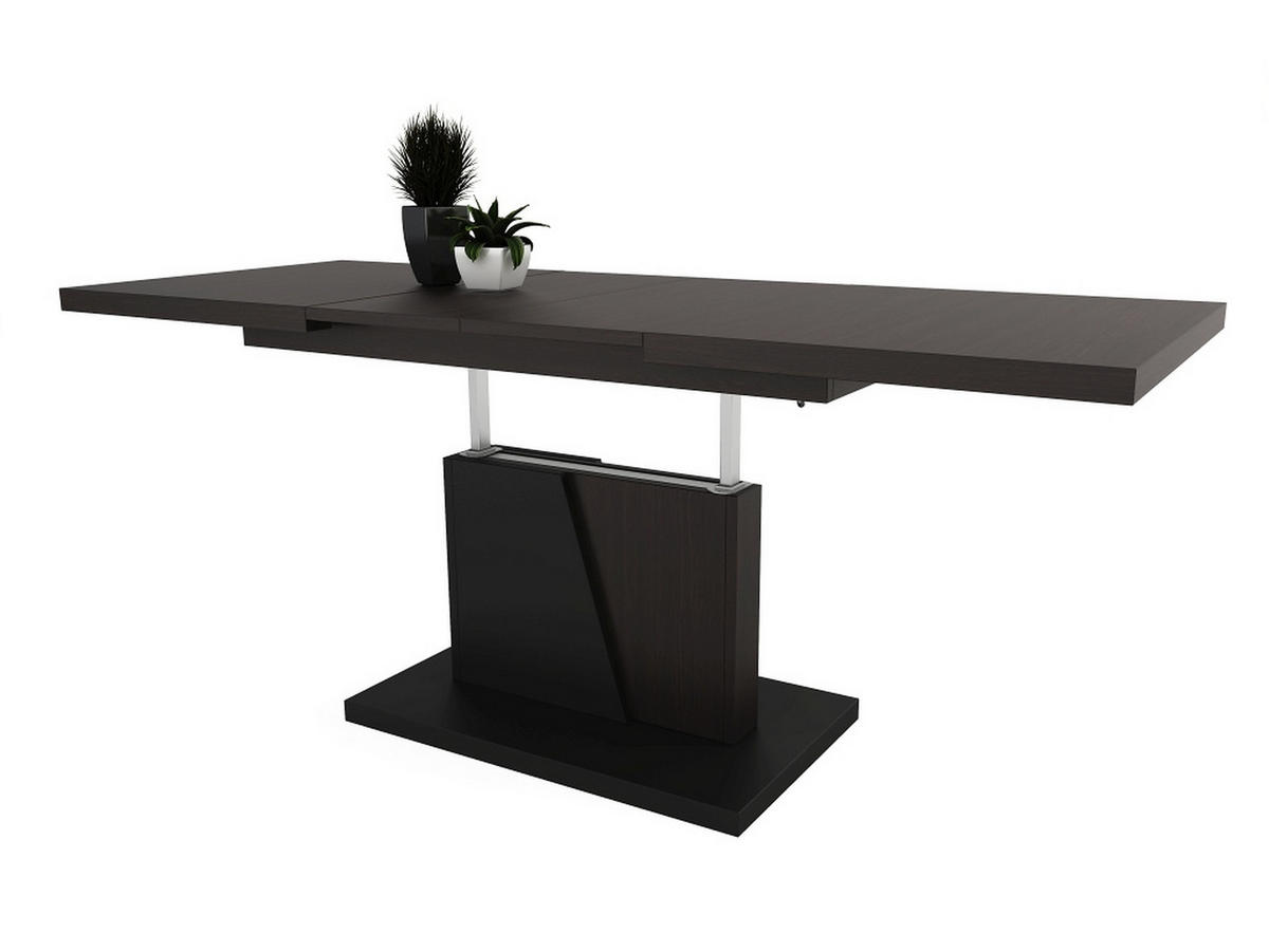 COUCHTISCH rechteckig Schwarz ausziehbar höhenverstellbar - Schwarz, Holzwerkstoff (70/120/60cm) - designimpex
