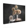 LEINWANDBILD Blumensamen - Löwenzahn - Vase - Stilleben - Blumenstrauß 140x90 cm - Dunkelgrau, Textil (140/90cm) - MuchoWow