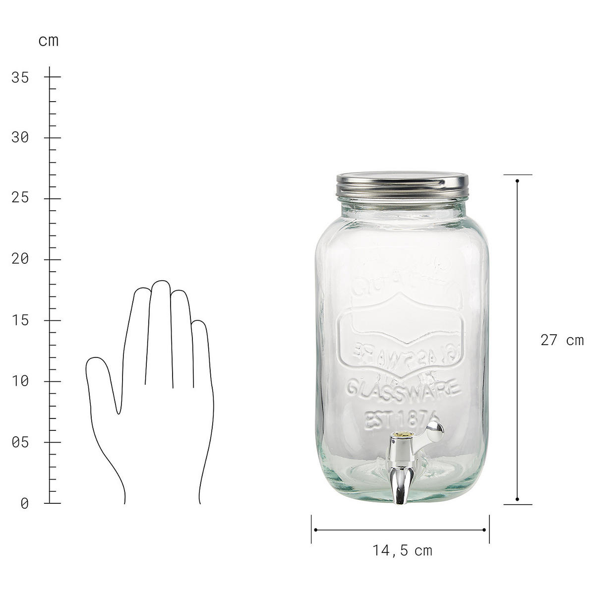 GETRÄNKESPENDER Refresh - Transparent, Glas (3.5L) - Butlers