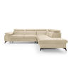 ECKSOFA FIORE Creme Velours-Stoff mit Schlaffunktion - Creme, Holz (275/221cm) - MASSENO