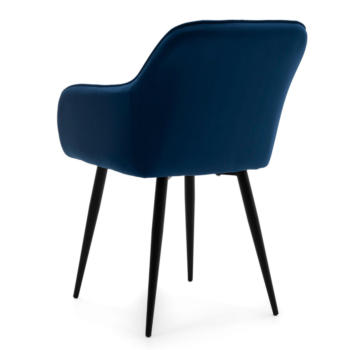 STUHL LAGO gespolsterter mit Steppung - dunkelblau - Samt Velours - Schwarz/Dunkelblau, Textil/Metall (58/85/60cm) - NEW HOME