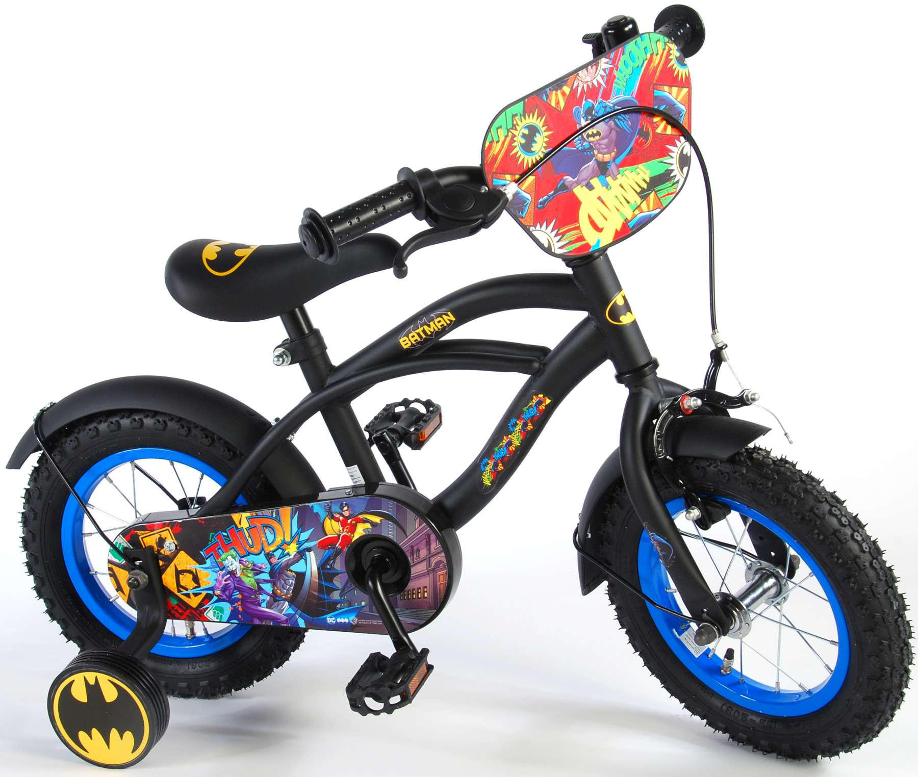 KINDERFAHRRAD DC Batman - Jungen - 12 Zoll - Rücktritt + Handbremse - Schwarz - Schwarz, Metall (39cm) - TPFSports
