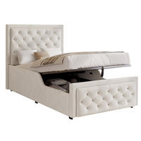 KINDERBETT 90/200 cm aus Samt mit hydraulischem Stauraum Beige - Beige, Holzwerkstoff (90/200cm) - Modenvie