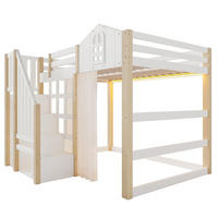 HOCHBETT 140/200 cm DE-04502, mit LED, Fensterform und Ablageleiter in Weiß/Natur - Weiß/Naturfarben, Holz/Holzwerkstoff (140/200cm) - ComfortXL