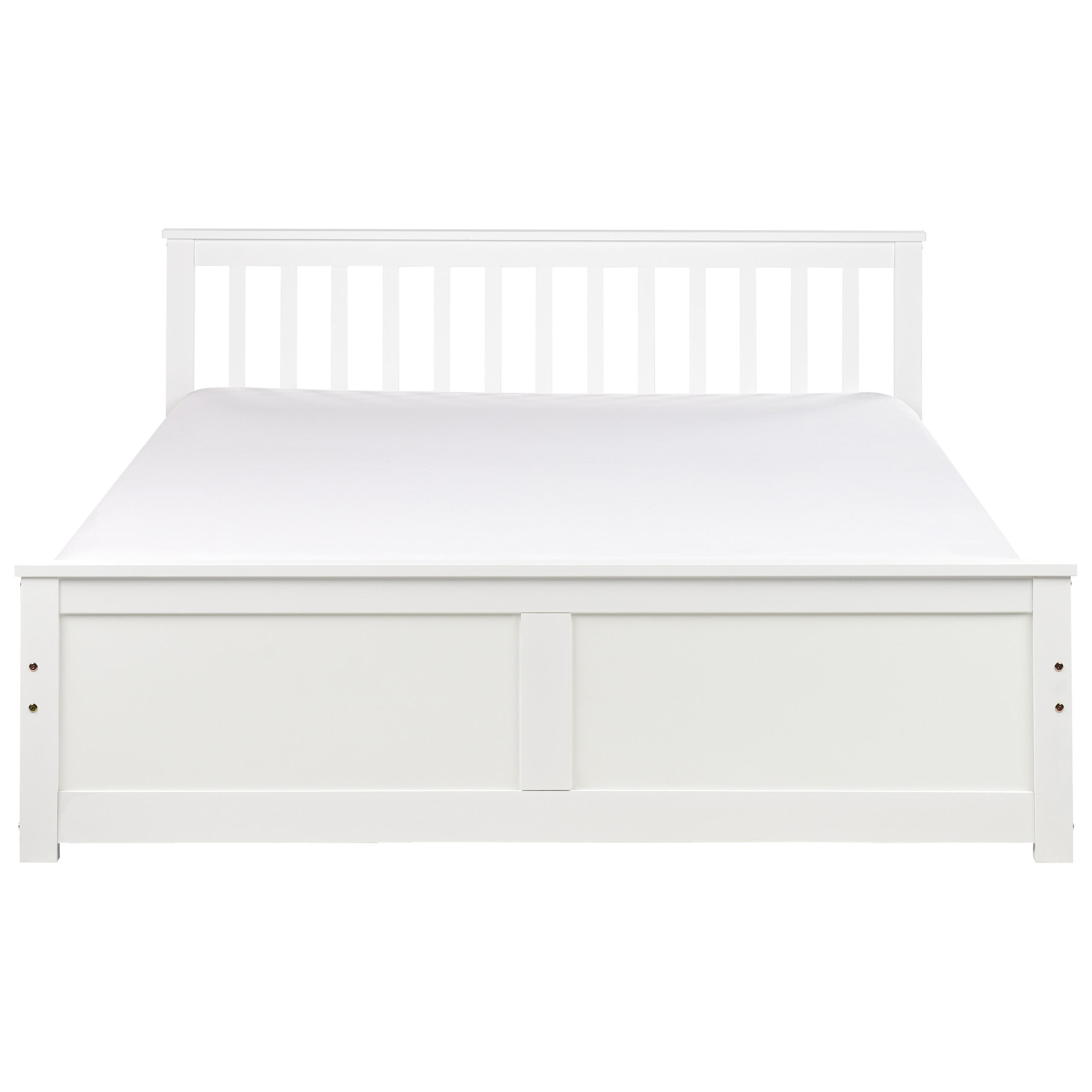 BETT mit Lattenrost 160x200 cm Weiß Olendon - Weiß, Holz (160/200cm) - Beliani