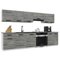 KÜCHENZEILE Italia 2 240 cm, mit Arbeitsplatten, Grau Glamour - Hellgrau, Holz (240/143/60cm) - B BELINI GROUP