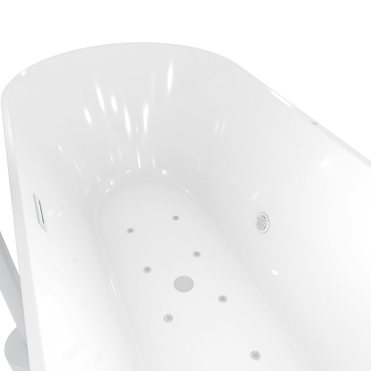 FREISTEHENDE Badewanne Wanne F11 170x80cm Luftmassage Armatur AF02 - Weiß, Glas/Kunststoff (80/58/170cm) - AcquaVapore by Sandra Jentho