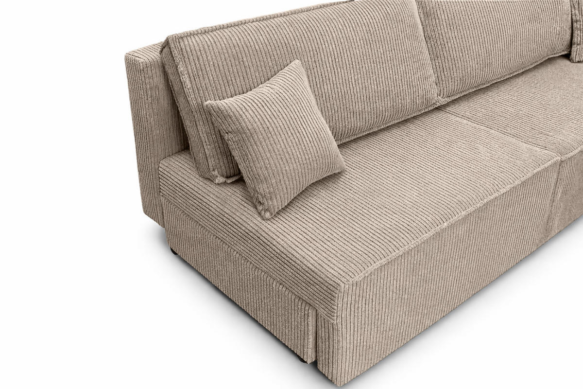 SOFA Mit Schlaffunktion Und Bettkasten, Cordstoff Poso, Dunkelbeige, BEST MINI - Beige, Holz (200/83/98cm) - Kaiser Möbel