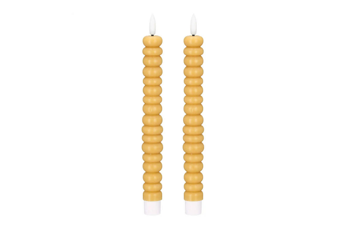 LED-KERZENSET Ø2,2x22 cm, Ocker - Gelb, Naturmaterialien (2.2/2.2/22cm) - dasmöbelwerk