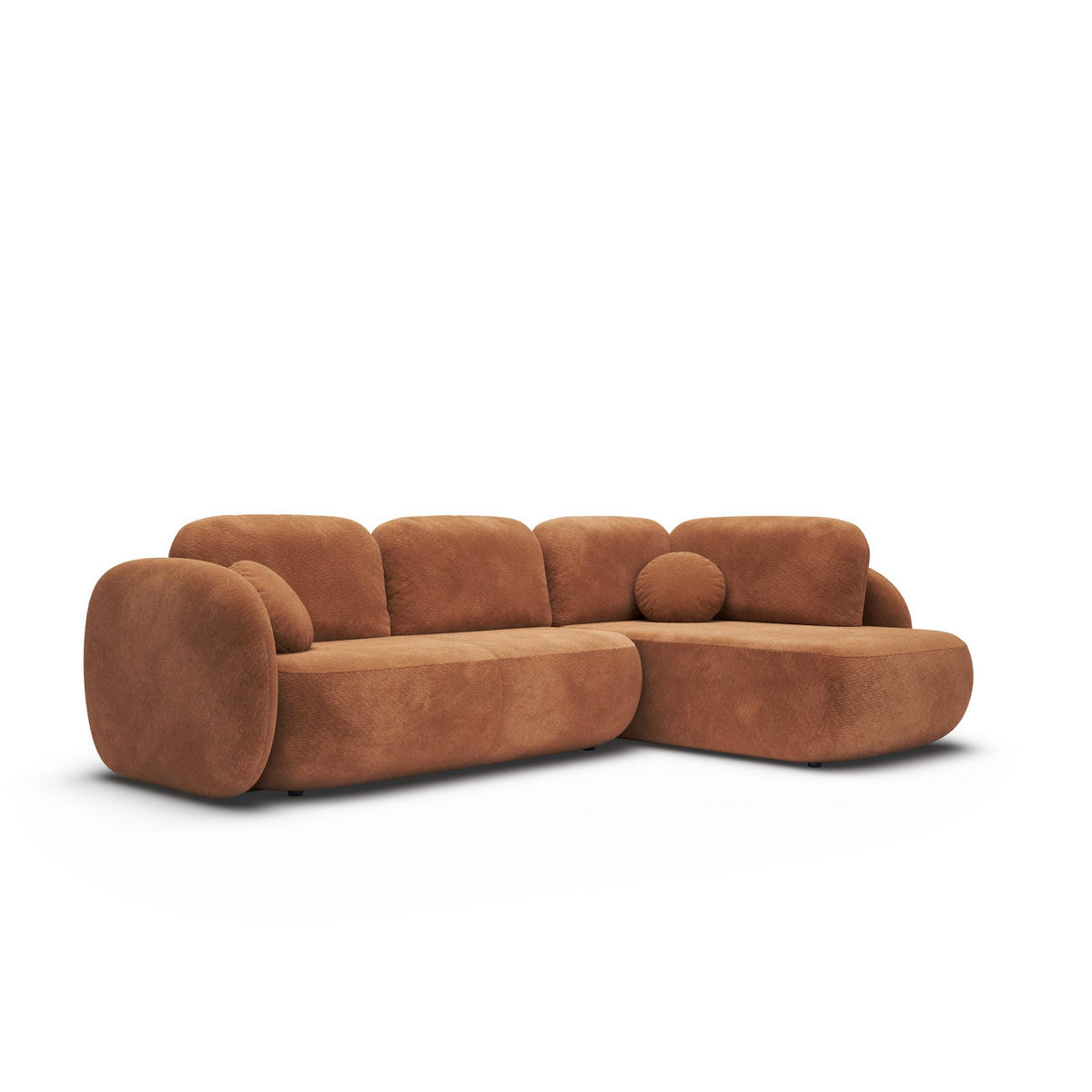 ECKSOFA AMICO II R-S Orange Geflochtener Stoff mit Schlaffunktion - Orange, Holz (289/190cm) - MASSENO