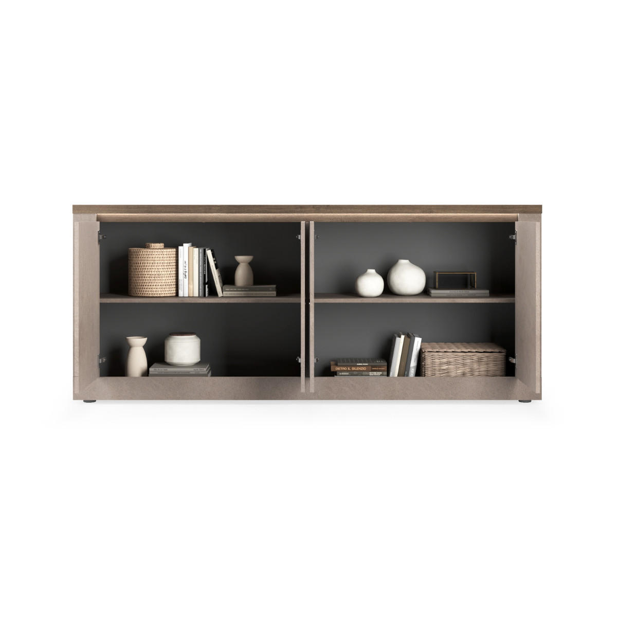 SIDEBOARD mit 4 Türen und 2 Regalen in Bronze und Quecksilbereffekt 43/207/88 cm - Braun, Holzwerkstoff (43/88/207cm) - Calicosy