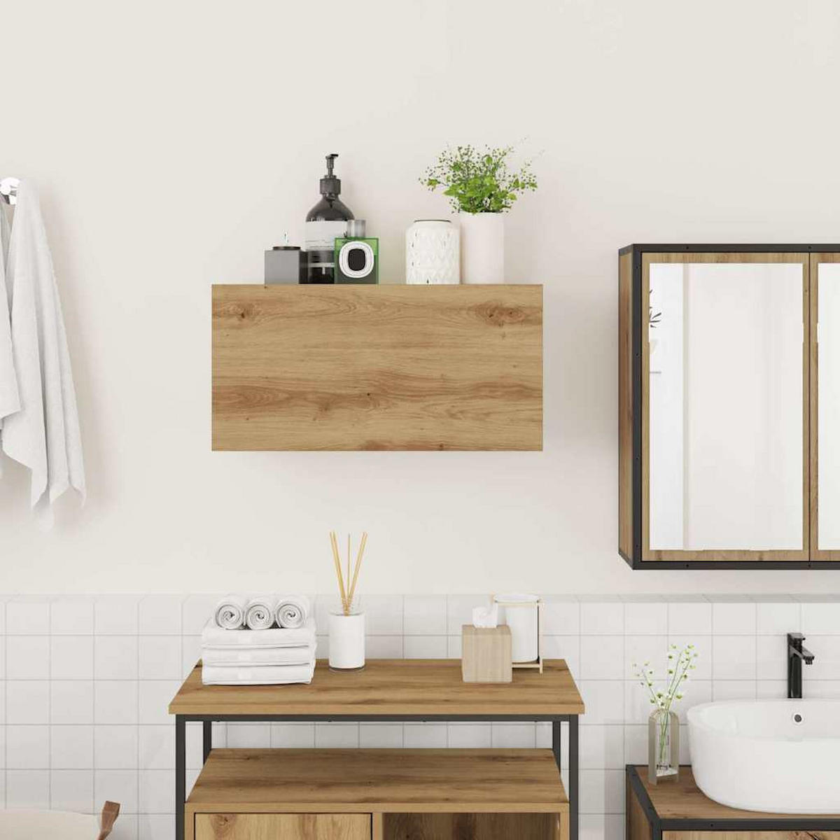 BAD-WANDSCHRANK Artisan-Eiche 60/25/30 Cm Holzwerkstoff - Braun, Holzwerkstoff (25/30/60cm) - vidaXL