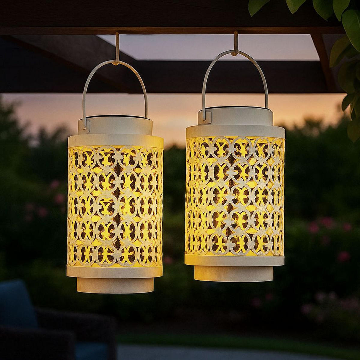 LED AUSSENLEUCHTE Metall Weiß Orientalisch 2er Set - Weiß, Metall (13/13/18cm)