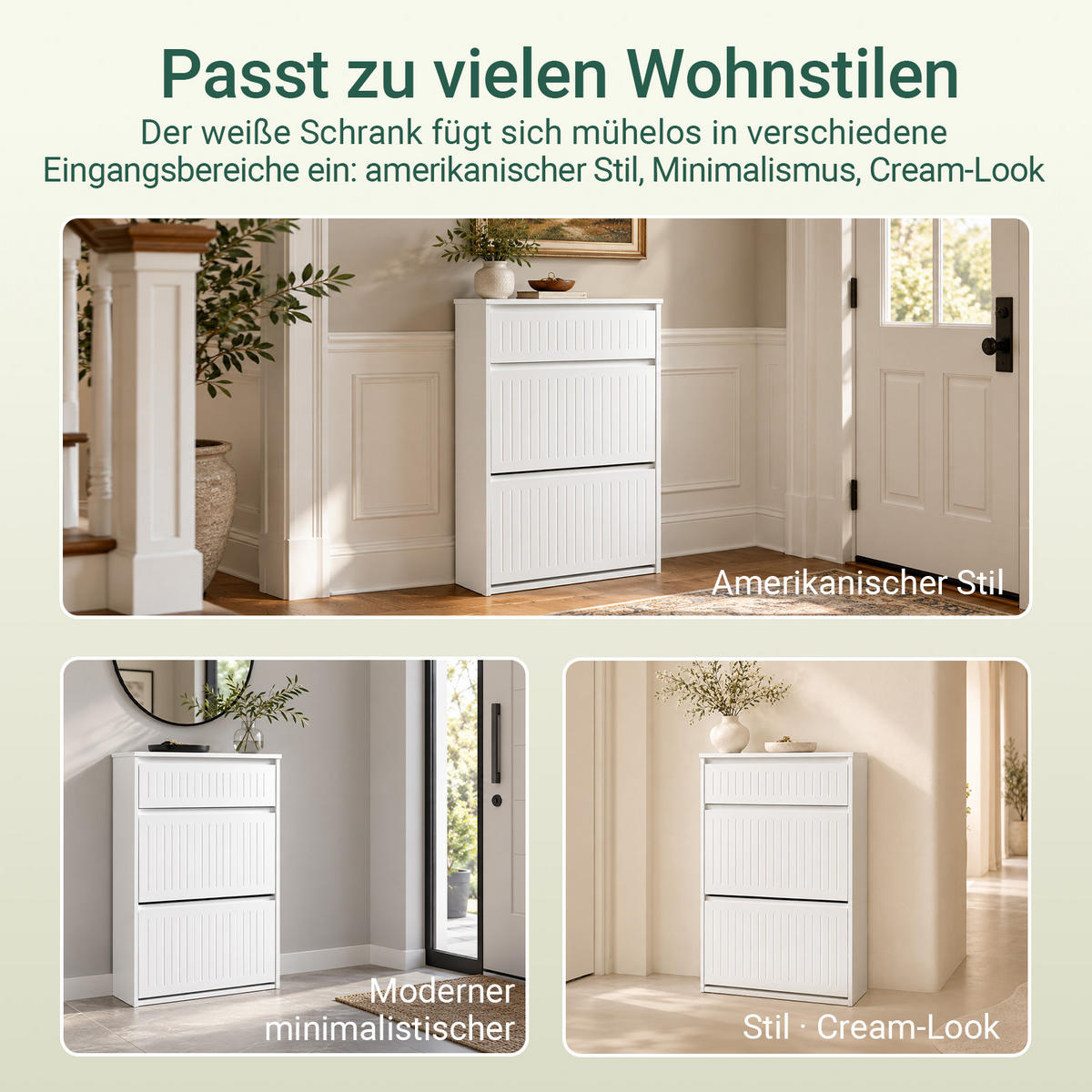 SCHUHSCHRANK Weiß mit Schublade, 2 Klappen, 10 Paar bis EU 46, 26 cm tief, für schmale Flure - Weiß, Holzwerkstoff (61/100/26cm) - SoBuy