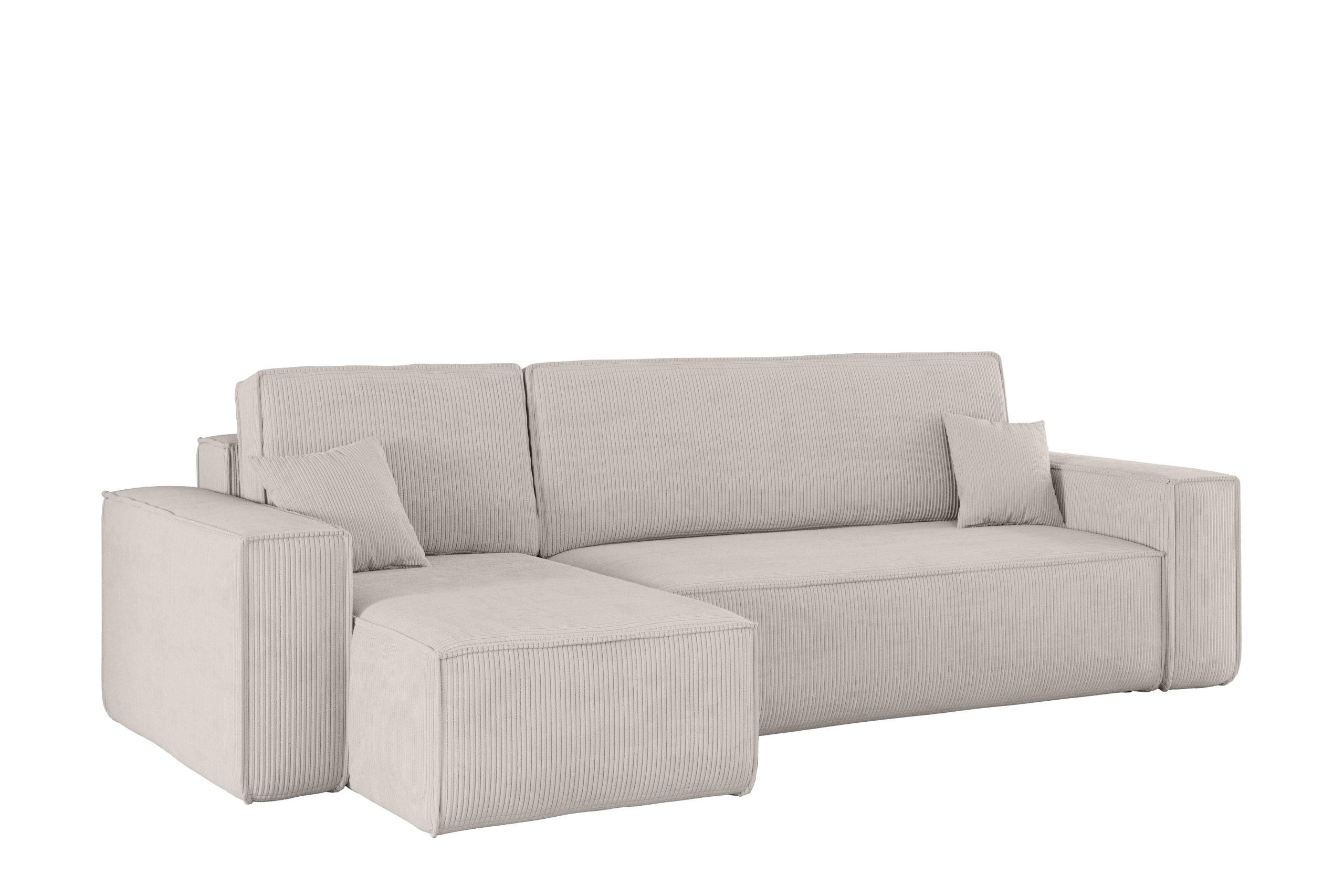 ECKSOFA Mit Schlaffunktion Und Bettkasten BEST Stoff Poso Dicker Cord Beige Links - Beige, Holz/Textil (142/244cm) - Kaiser Möbel