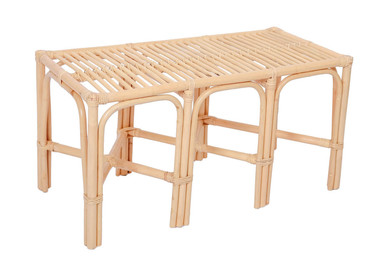 SITZBANK Rattan Beige - Braun, Holz (90/51/42cm) - Nordlys