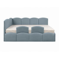 KINDERBETT TIM 90x200 links Hellblau mit Bettkasten & Rausfallschutz - Hellblau, Textil (90/200cm) - KS Home Concept
