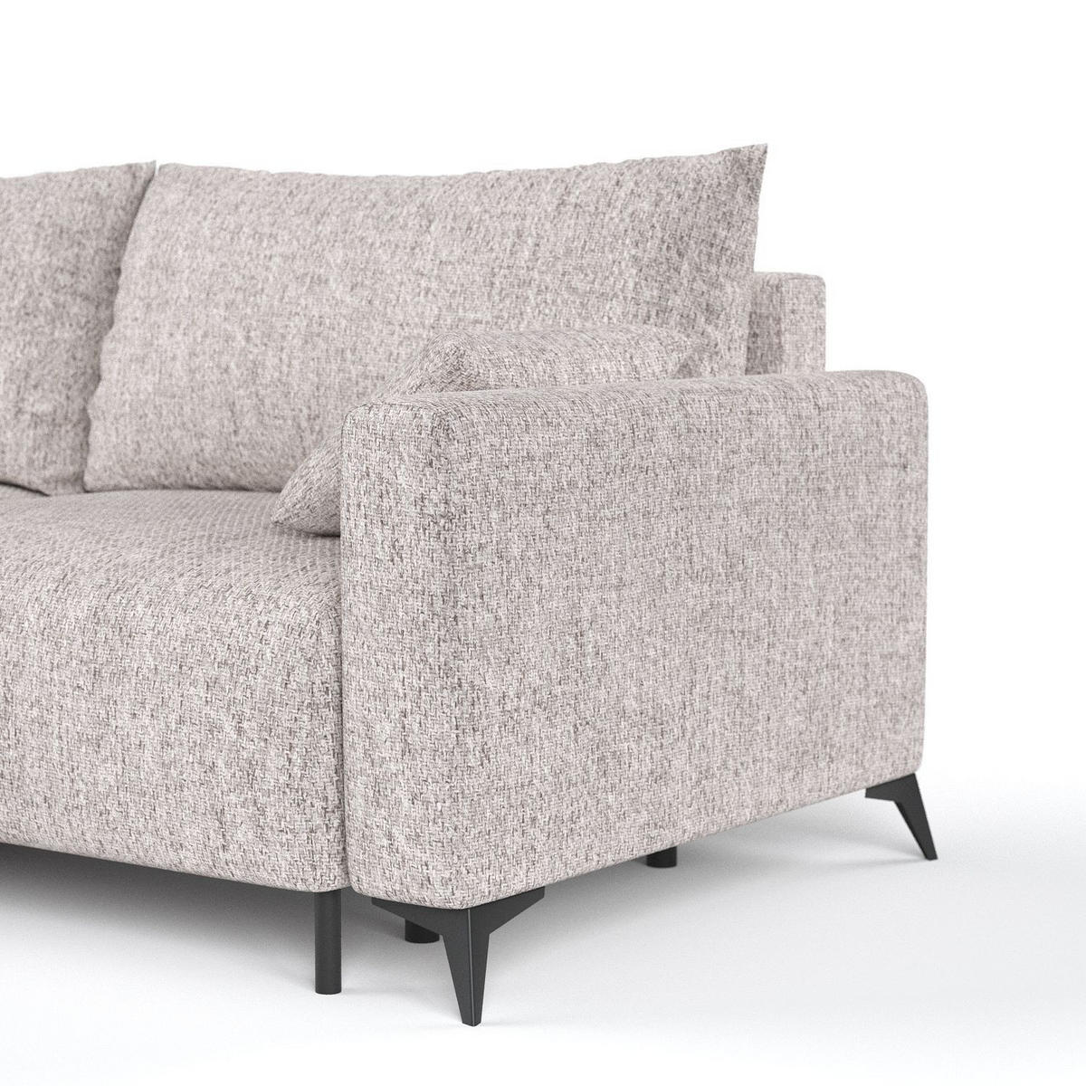 ECKSOFA NUVIO mit Schlaffunktion Beige im Neve Stoff - Beige/Schwarz, Holz/Holzwerkstoff (239/148cm) - AltaBeds