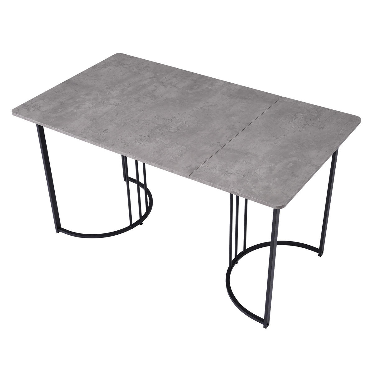 ESSTISCH 140x80x75 cm in Grau und Schwarz aus MDF mit Marmoroptik auf geometrischem Metallgestell - Grau, Holzwerkstoff (140/80/75cm) - Modfu