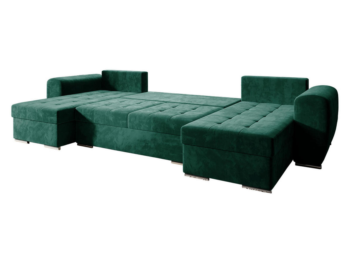 WOHNLANDSCHAFT Bari U - Silberfarben/Dunkelblau, Holz/Textil (326/86/157cm) - MIRJAN24