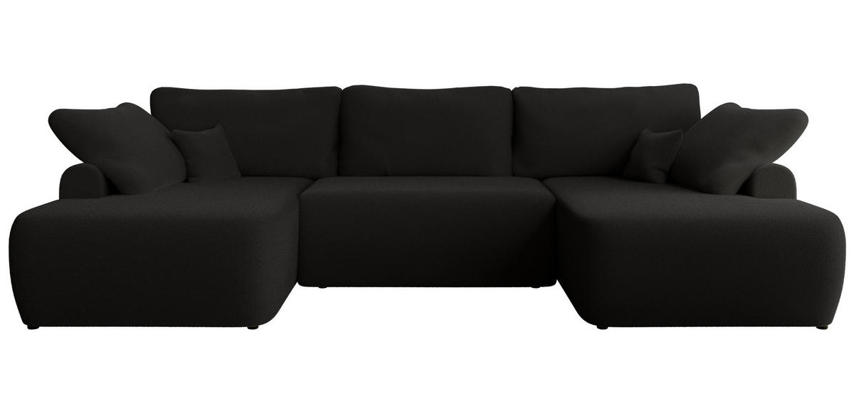 WOHNLANDSCHAFT CUBO U Schwarz Boucle - Schwarz, Kunststoff/Textil (370/100/187cm) - MKS