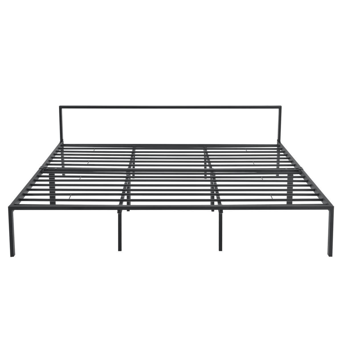 METALLBETT Imatra mit Matratze - Schwarz, Textil/Metall (180/200cm) - [en.casa]