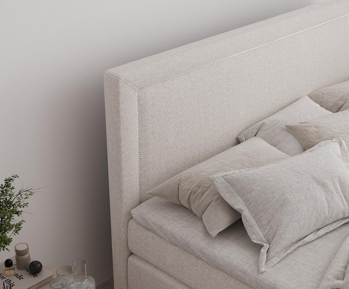 BOXSPRINGBETT Lavenda Beige 160/200 cm - Beige/Schwarz, Holz/Holzwerkstoff (160/200cm) - Maison de Reve