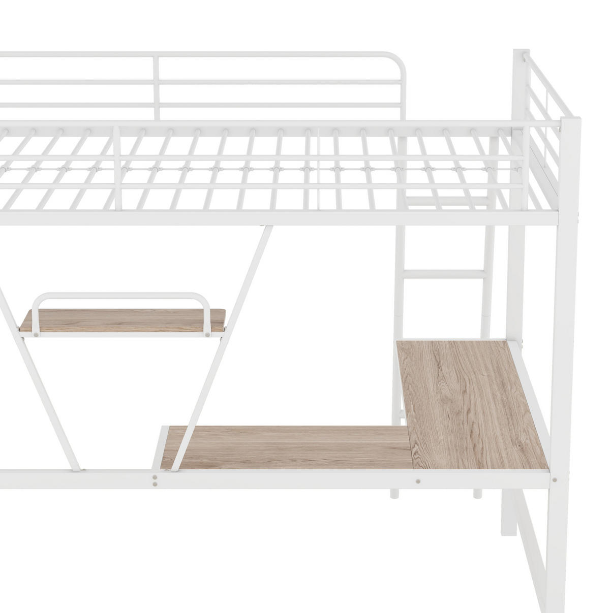 HOCHBETT 90/200 cm aus Metall/MDF mit L-förmigem Schreibtisch und Regal Weiß - Weiß, Metall (90/200cm) - Modenvie