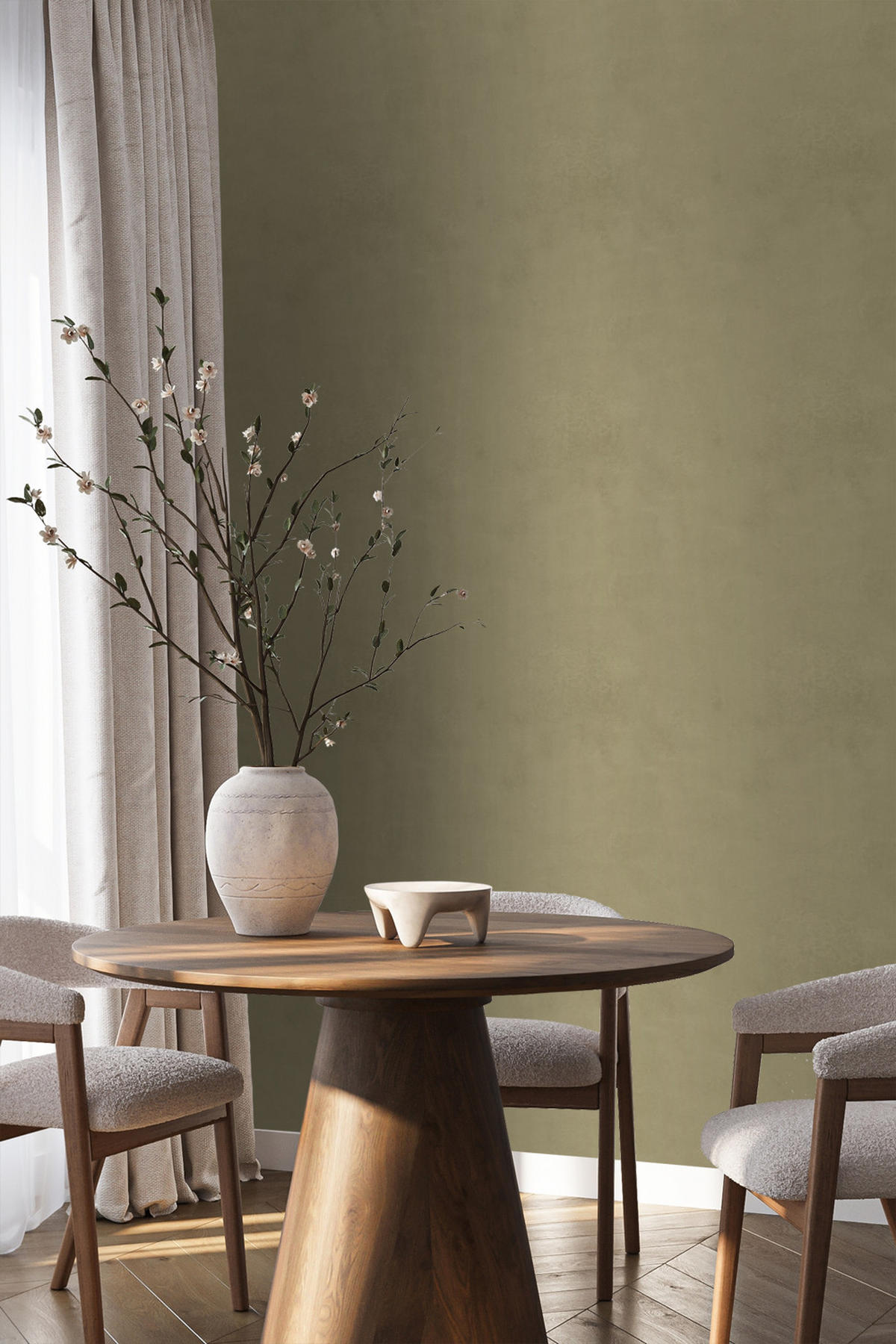 TAPETE Lehmputz 50 x 900 cm - Grün, Papier (50/900cm) - Origin Wallcoverings