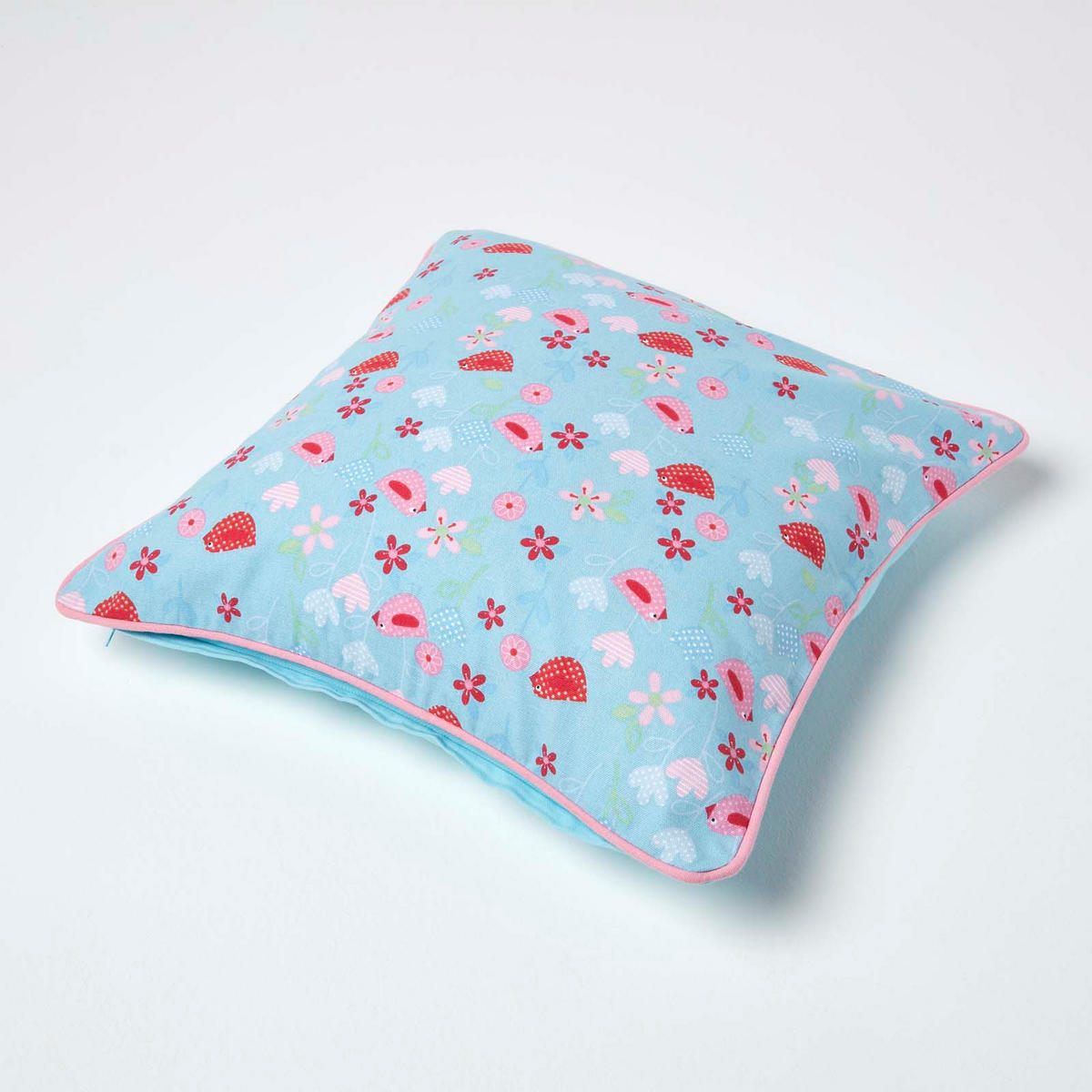 KISSENHÜLLE Vögel & Blumen 45/45 cm - Hellblau, Textil (45/45cm) - Homescapes