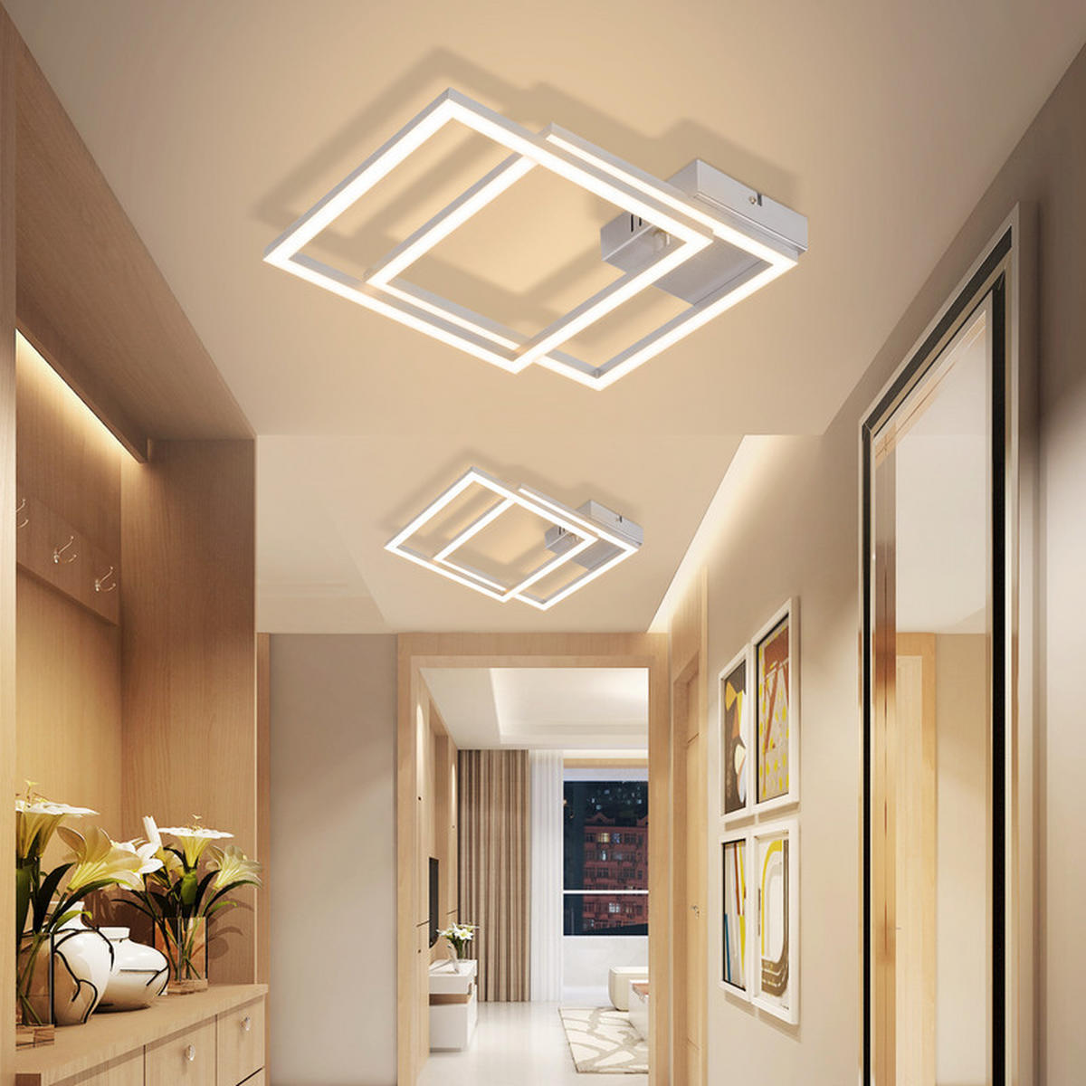 LED závěsné světlo Christian III 40/40/7 cm - stříbrná, plast (40/40/7cm) - Nettlife