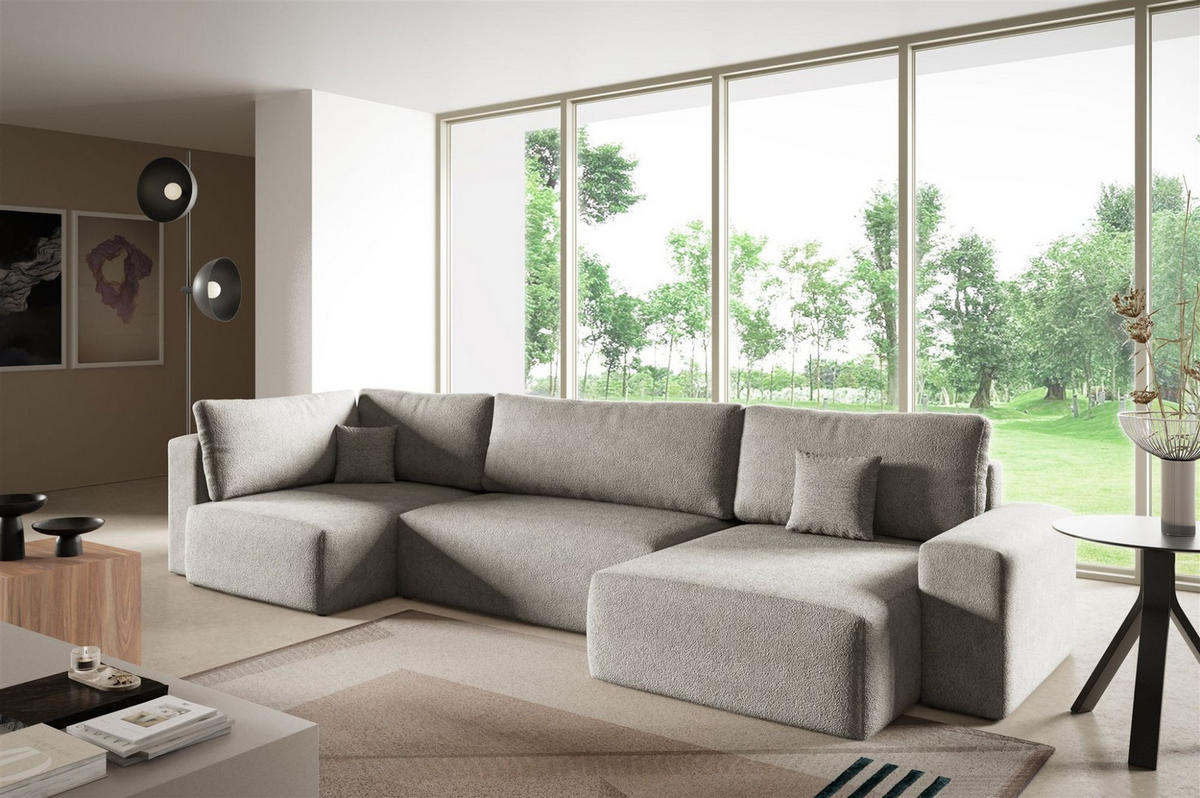 WOHNLANDSCHAFT Arona Xl - Beige, Holzwerkstoff/Textil (397/70/148cm) - Fun Möbel