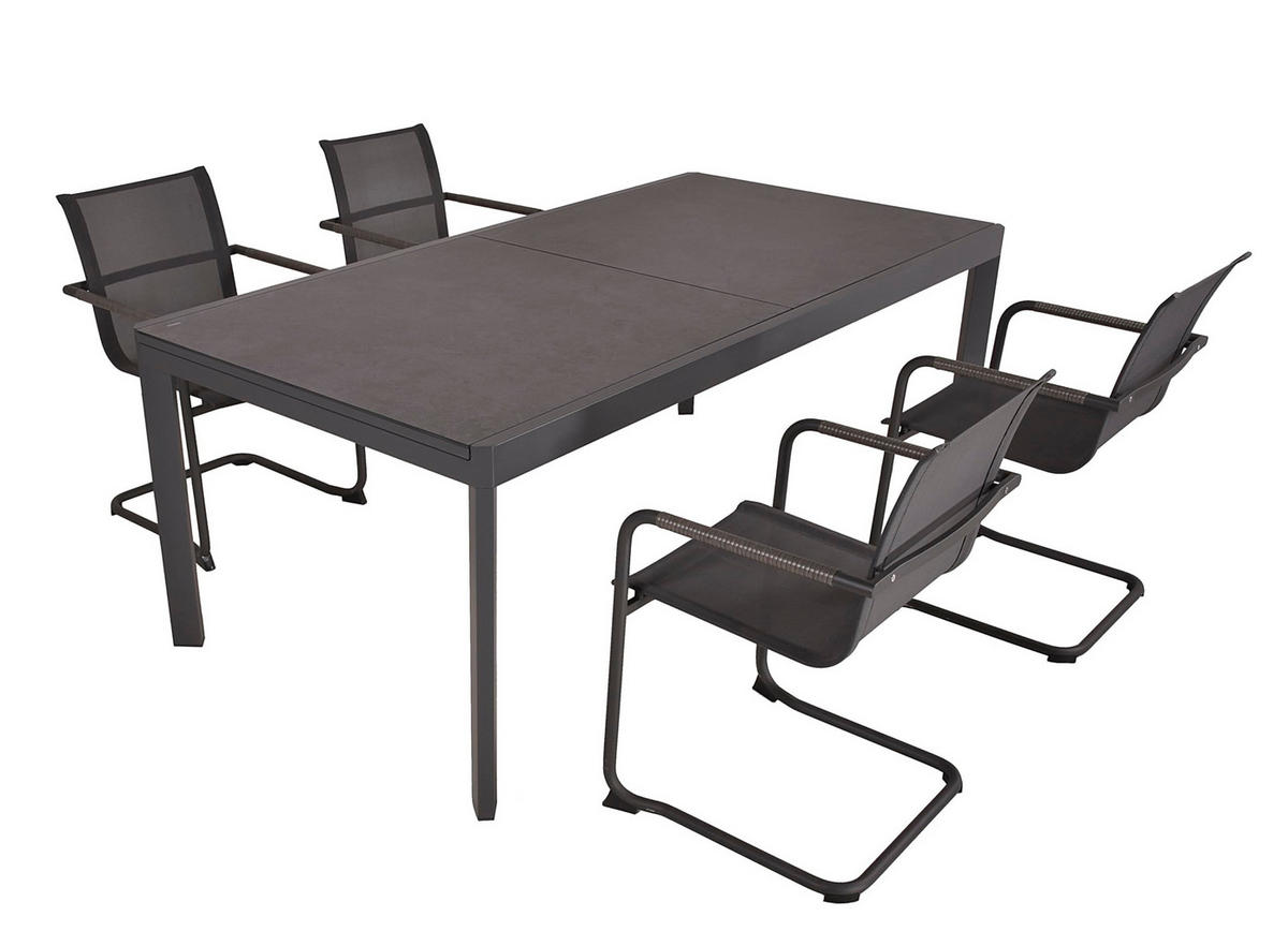 GARTEN-SITZGRUPPE Carla 5-teilig Gartenmöbel-Set - Grau, Kunststoff - DELUKE