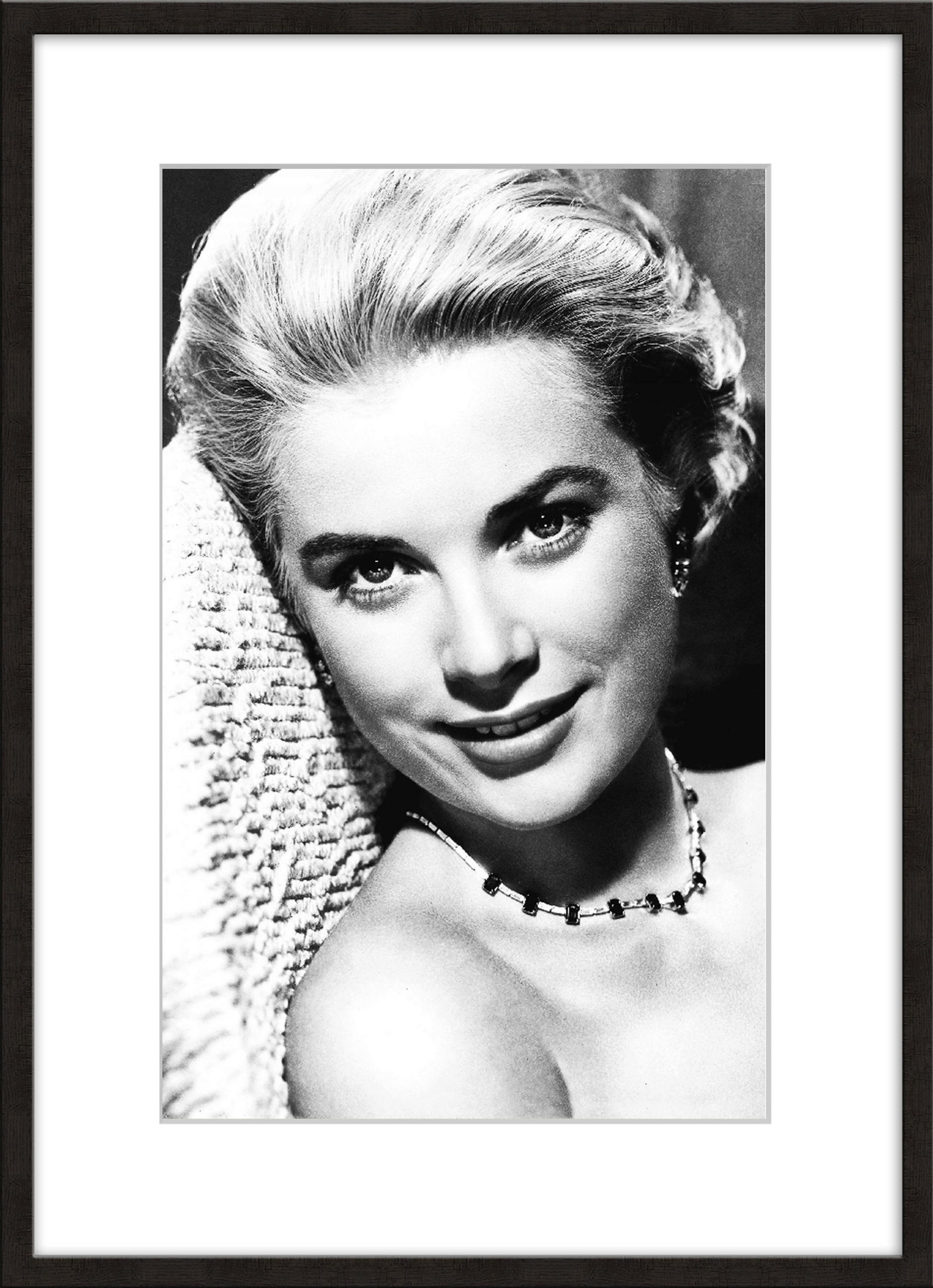 BILD mit Rahmen 51x71 cm Grace Kelly Schwarz-Weiß - Weiß, Holz (51/71cm) - artissimo