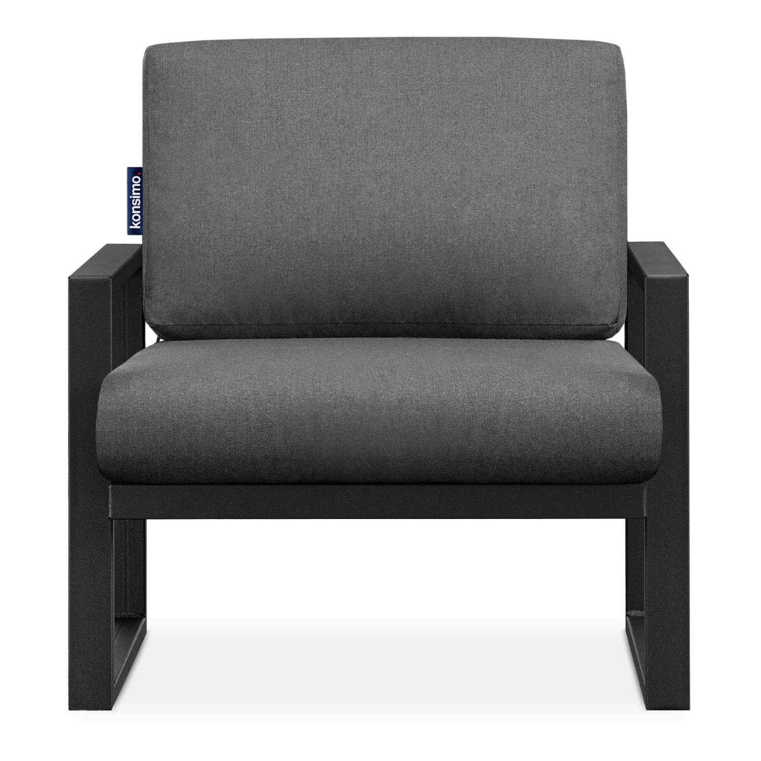GARTENSESSEL FRENA ,Schwarz/Grau - Schwarz/Grau, Textil/Metall (70/65/60cm) - KONSIMO®