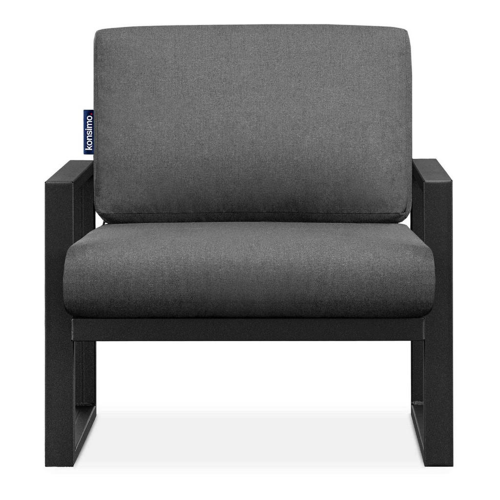 Thumbnail - Konsimo® Gartensessel, Schwarz, Grau, Metall, Textil, 70x65x60 cm, Hergestellt in Europa, Loungemöbel, Lounge-Sessel