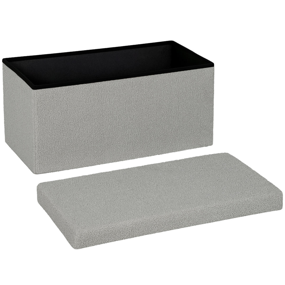 AUFBEWAHRUNGSHOCKER DE-07169 Polsterbank mit Stauraum, faltbar Hellgrau - Hellgrau, Holzwerkstoff (38/38/76cm) - ComfortXL