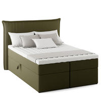 BOXBETT mit Stauraum - Bouclé - Olivgrün, Holzwerkstoff/Textil (140/200cm) - home24