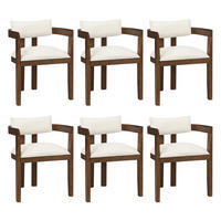 ARMLEHNSTUHL-SET DE-35822 6 Stück mit Leinenbezug Walnuss - Walnussfarben, Holz (60.5/78.5/57.5cm) - ComfortXL