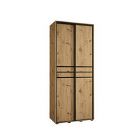 SCHWEBETÜRENSCHRANK 235,2/110/45 2-türig - Schwarz/Eiche Artisan, Holz/Metall (110/235/45cm) - Abiks Möbel
