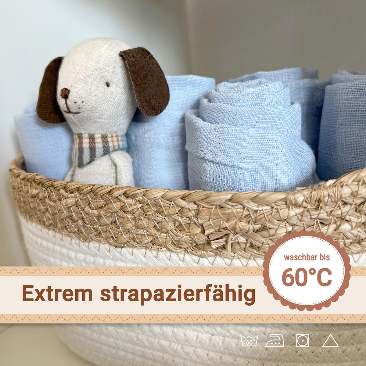 SPUCKTÜCHER, 10er-Set, 70x70 cm, 100% Baumwolle, Blau - Hellblau, Textil (70/70cm) - Zollner