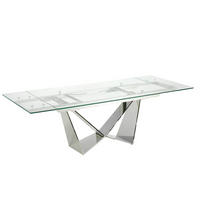 ESSTISCH Ausziehbarer Esstisch Rechteckig gehärtetes Glas aus verchromter Stahl 160/90/75 cm - Edelstahlfarben/Transparent, Metall (90/160/75cm) - ANGEL CERDA