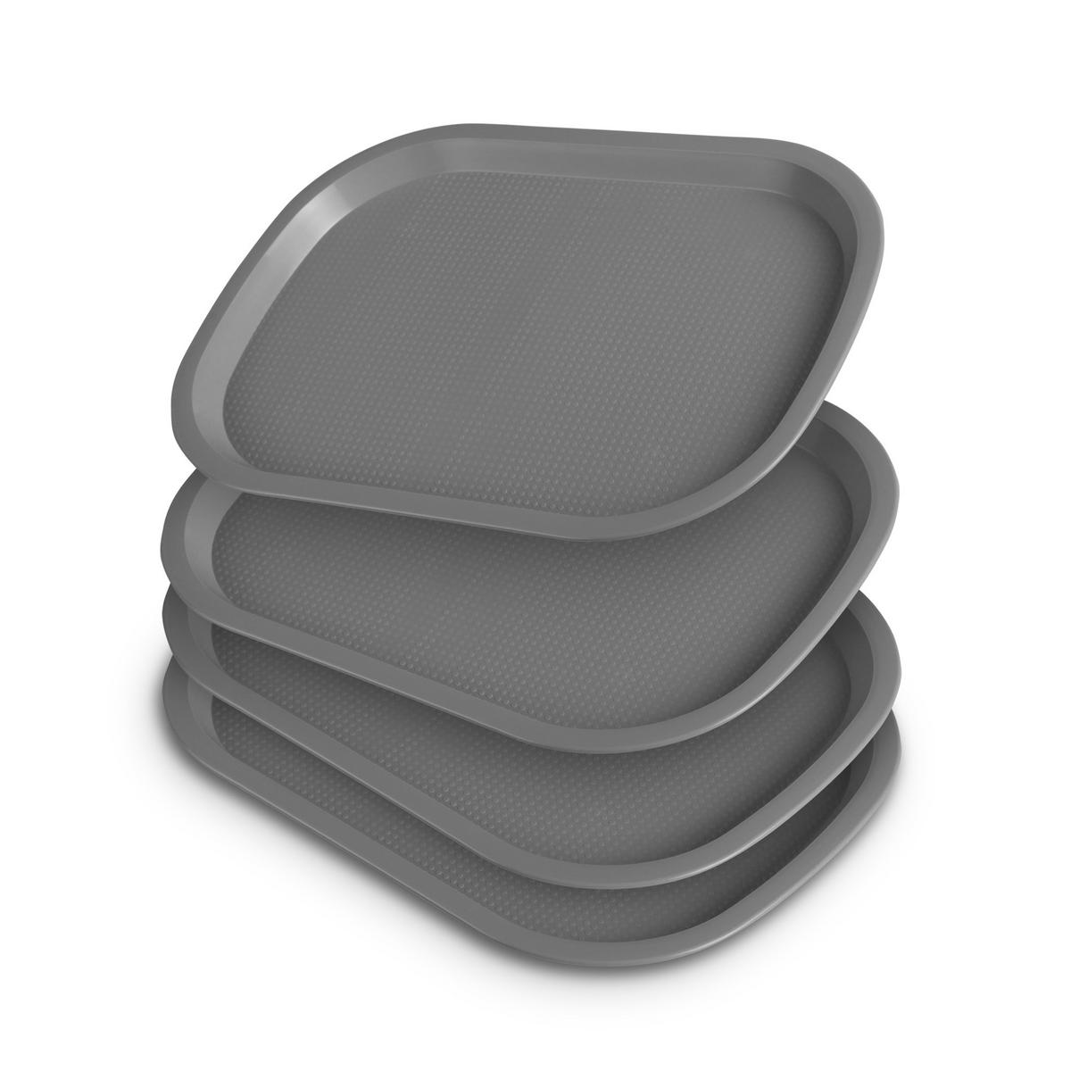 SERVIERTABLETT Kunststoff 37x27 cm Grau 4er-Pack - Grau, Kunststoff (27/2/37cm)