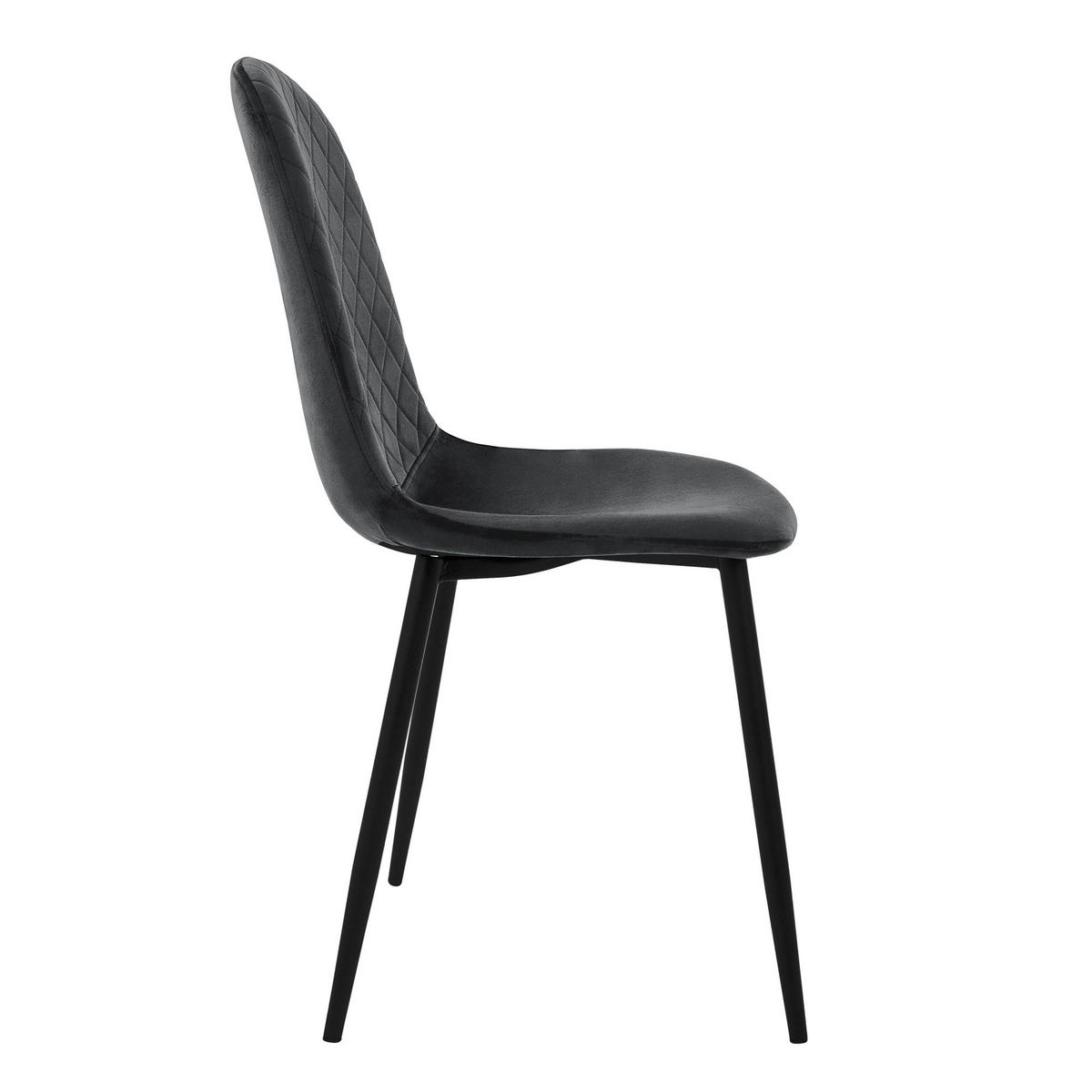 STUHL Samt Anthrazit 4er Set - Anthrazit, Metall (51/89/44cm) - ML-DESIGN