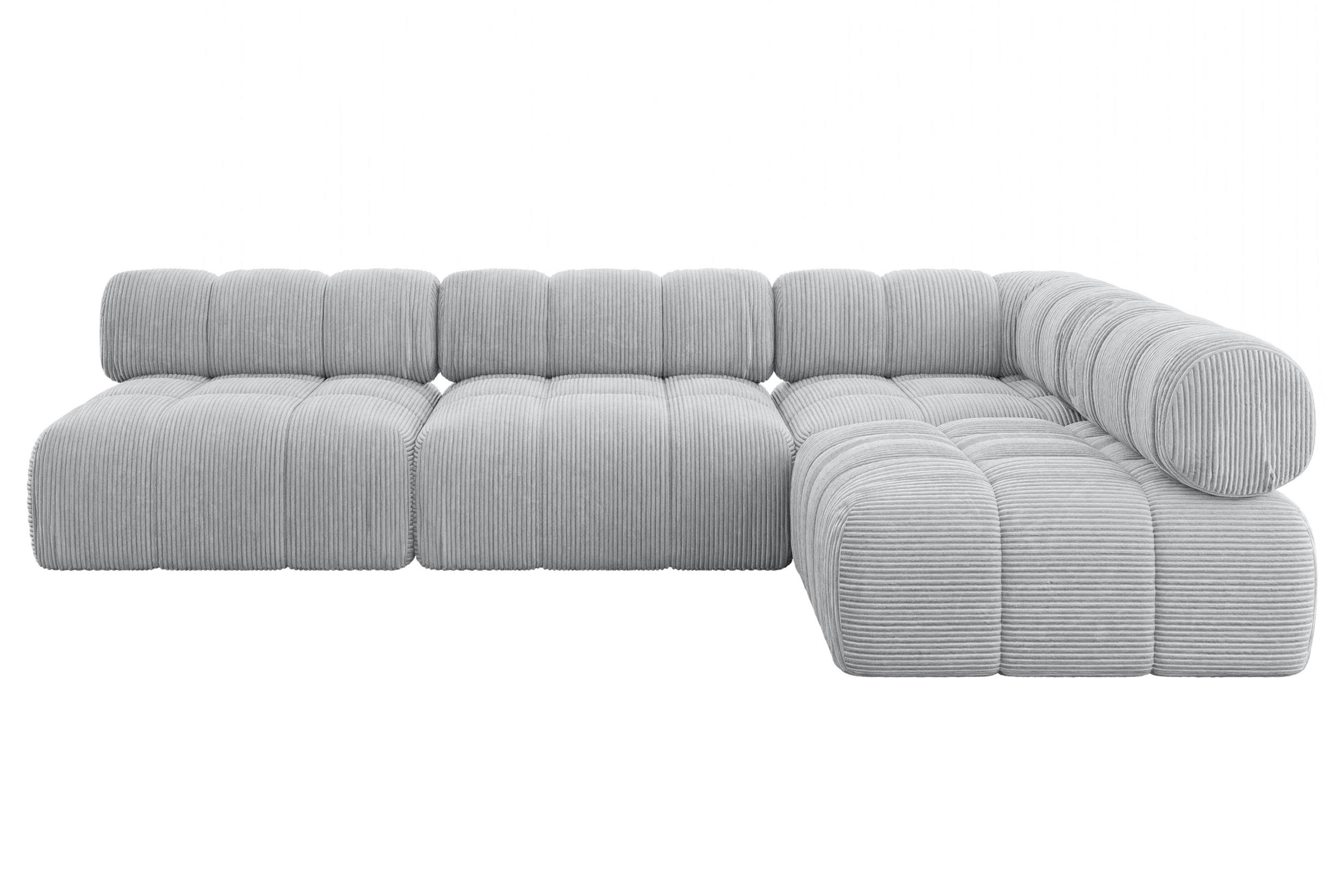 ECKSOFA modulares Sofa Samaro-L2 - 285x190x70 cm Grau Cord - Grau, Holzwerkstoff/Textil (285/190cm) - ALTDECOR