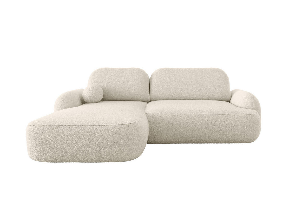 ECKSOFA MIVARO Schlaffsofa Boucle Weiß (LINKS) - Beige, Textil (176/276cm) - Luxkor24