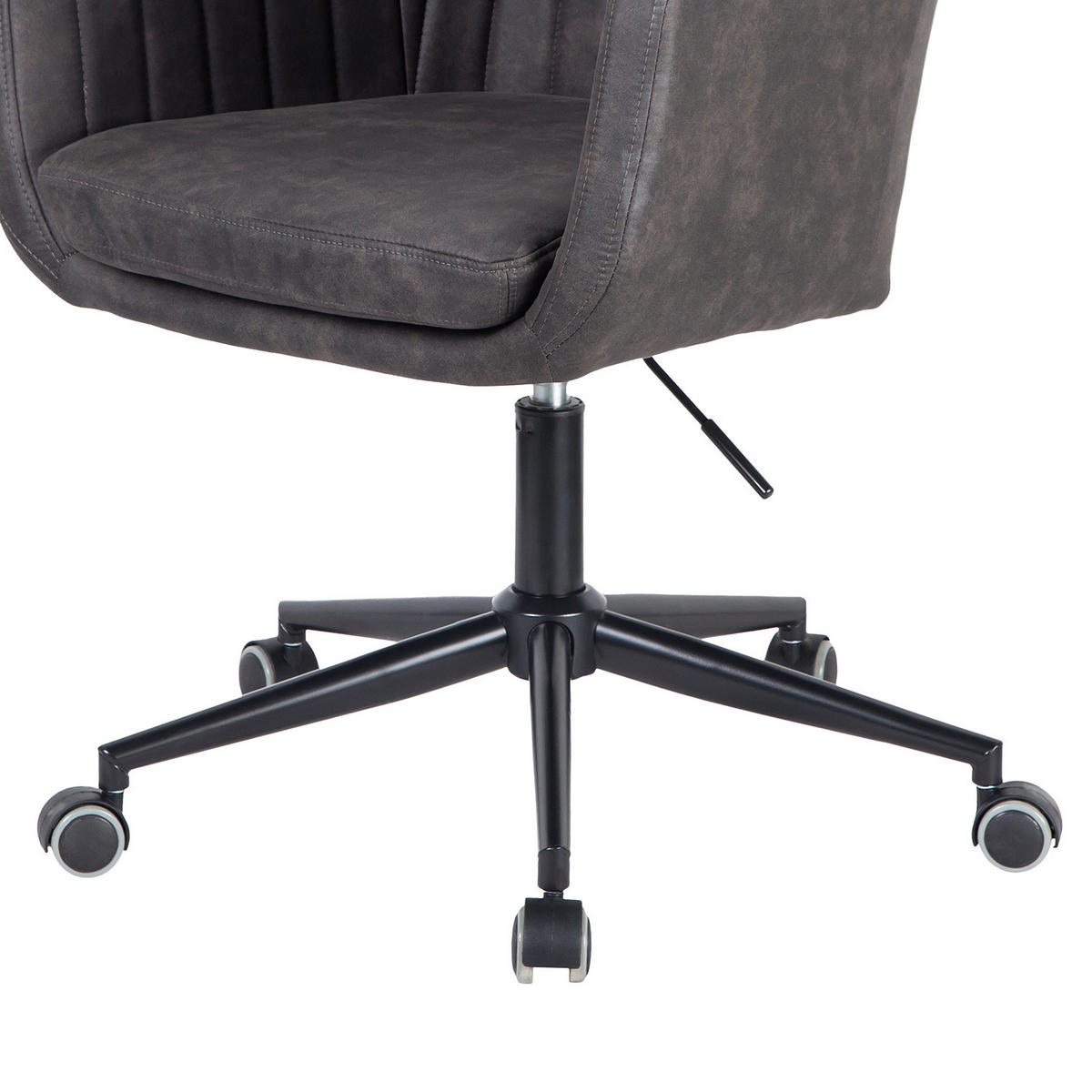 BÜRODREHSTUHL - Kunstleder / Stahl, Vintage Grau / Schwarz - Grau, Kunststoff (60/95/61cm) - home24